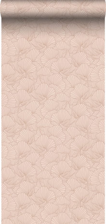 ESTAhome behang getekende bladeren terracotta roze - 53 cm x 10.05 m - 139492