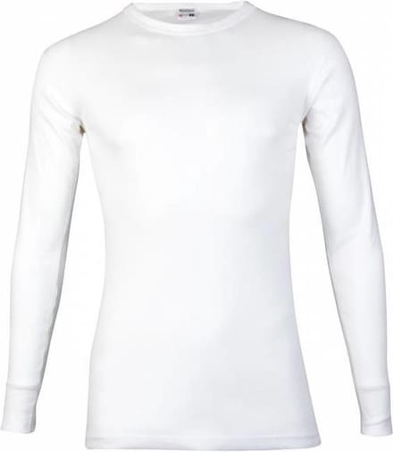 Heren shirt Lange mouw - 100% katoen - Aansluitend ondershirt mannen - Wit / L