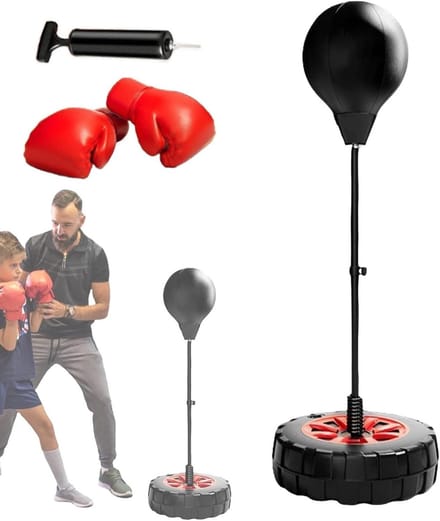 Staande Bokszak - Boksbal Trainer - Thuis Sporten - Verstelbare Hoogte - 70-120 cm - Zwart