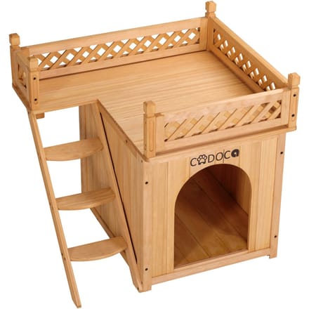 Cadoca Kattenhuis - Balkon Buiten 2 Verdiepingen 53,5x54,5x64,5cm - Hout