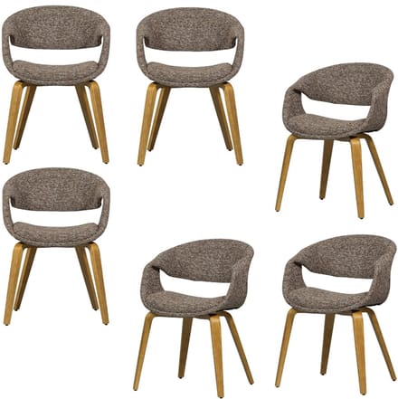 WOOOD Yossi Eetkamerstoelen Houten Naturel Poot - Bruin - Set van 6