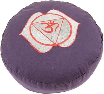 Meditatiekussen 6e chakra geborduurd - 33x17 - Boekweit - Katoen - Indigo