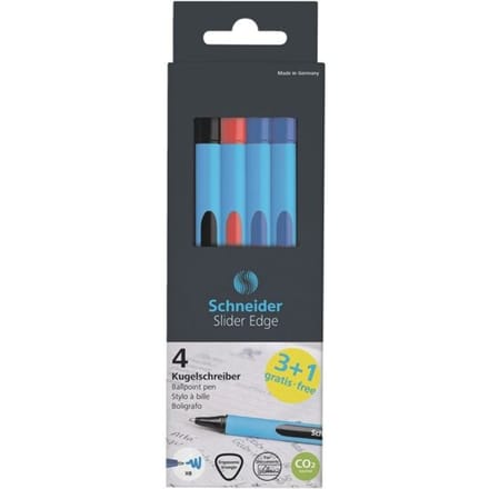 Schneider Schreibgeräte Kugelschreiber Slider Edge XB 4er Kartonetui, 3+1 Aktion 152271 Balpen 4 stuk(s)