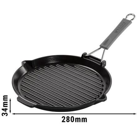 STAUB GRILL PANS - Grillpan met schenktuit - Ø 280mm - Gietijzer - Zwart zwart