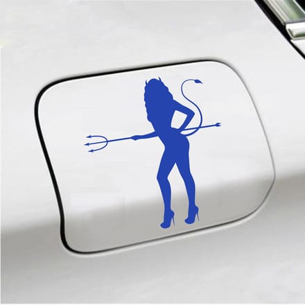 Bumpersticker - Vrouw Duivel - 14 X 13 - Blauw