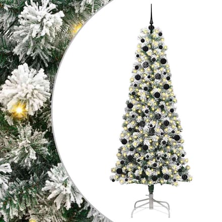 vidaXL - Kunstmatige - Hinged - Kerstboom - 300 - LED's - Groen - en - Wit - 240 - cm