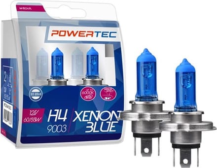 Powertec H4 12V Halogeenlampen – Xenon Blue – Set van 2