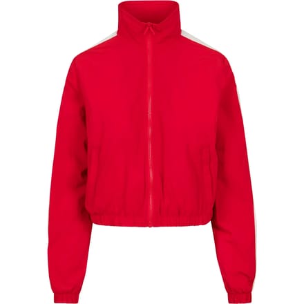 Urban Classics - Short Striped Crinkle Trainings jacket - XS - Rood/Wit
