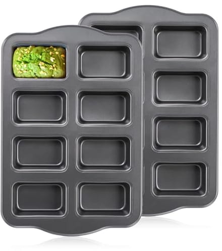 2 Pack Mini Bread Pan - 8 Cavities Non-Stick Baking Pan
