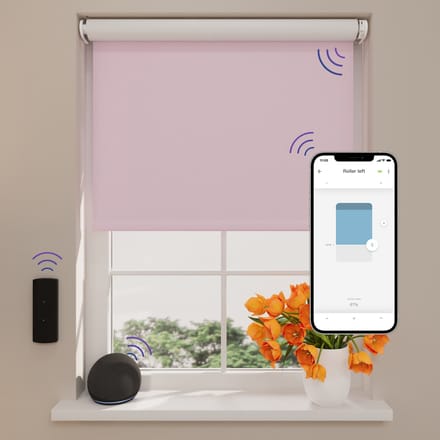 DTCH® Elektrisch Rolgordijn Verduisterend - Easy - Pink - 210 x 190 cm - Motionblinds CMD-02-P