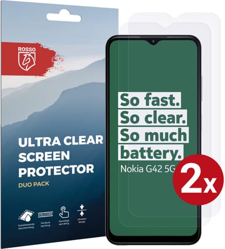 Rosso Screen Protector Ultra Clear Duo Pack Geschikt voor Nokia G42 | TPU Folie | Case Friendly | 2 Stuks