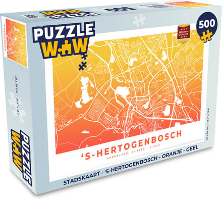 Puzzel Stadskaart - 's-Hertogenbosch - Oranje - Geel - Legpuzzel - Puzzel 500 stukjes - Plattegrond