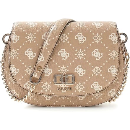 GUESS schoudertas Emelie Logo Flap Shoulder Bag Espresso Logo donkerbruin