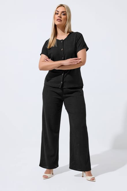 Limited Collection Zwarte Crinkle Broek Met Wijde Pijpen Size 44