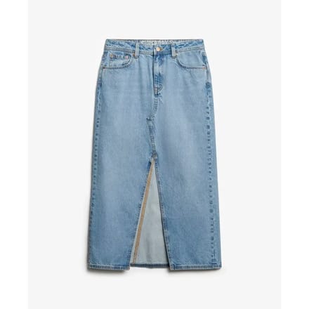 Superdry - Denim maxirok met split - Dames - Rokken