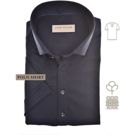 John Miller Polo Short Sleeve Button-Down Solid Color Jersey  Donker Blauw / male