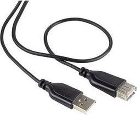 Renkforce USB-kabel USB 2.0 USB-A stekker, USB-A bus 1.00 m Zwart SuperSoft-mantel RF-4080795