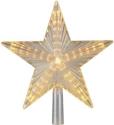 Lumineo Verlichte kerst piek - ster vorm - transparant - 22 cm - led verlichting - warm wit - knipperend