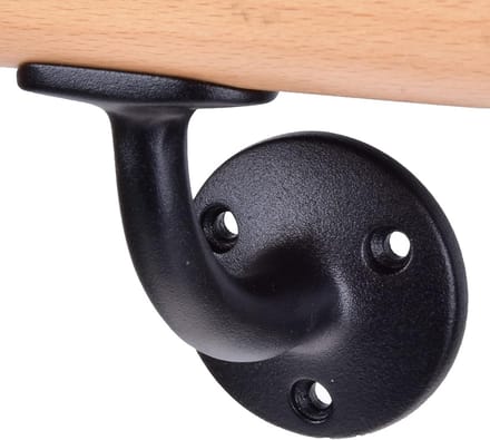 Zwarte Aluminium Leuninghouder voor Ronde Houten Trapleuningen