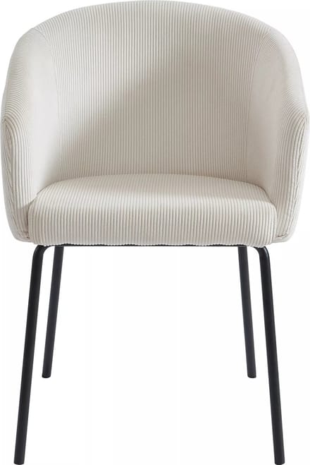 Vente-unique Set van 2 stoelen met armleuningen van ribfluweel en metaal - Crèmewit - MORONI