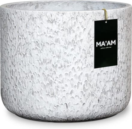 MA'AM Pottery Eden bloempot - cilinder - wit 21x17 industrieel stoere plantenpot modern botanisch binnen/buiten