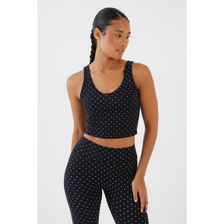 Dames Dsgn Studio Sculpt Polka Dot Longline Sport-bh | Zwart | Maat: Medium