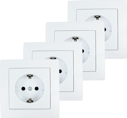 Benson Stopcontact RA - 4x - wit - inbouw - kunststof - 8 x 8 cm