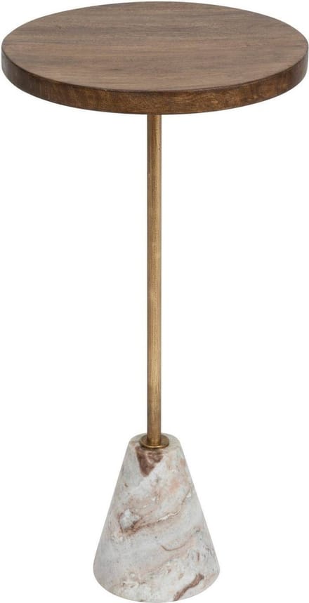 Salontafel marmer en hout, Ø 35,5 cm
