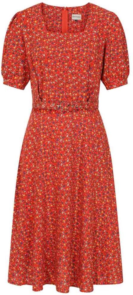 Banned - Eva Bloom Flare jurk - 3XL - Rood