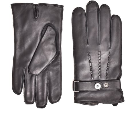 DARIA | Leren handschoenen met polsband | zwart