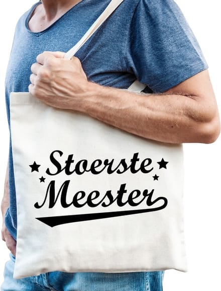 Stoerste meester katoenen tas - Meesterdag/ einde schooljaar cadeau