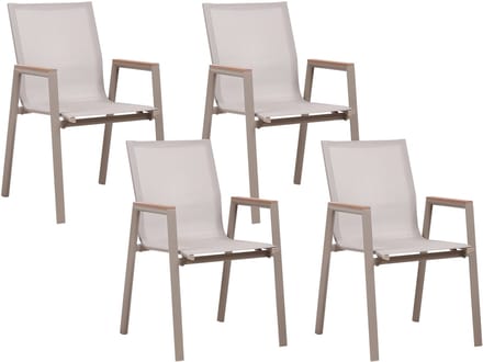 TIANO - Tuinstoelen set van 4 - Taupe - Aluminium