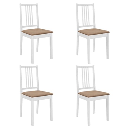 vidaXL - Eetkamerstoelen - met - kussens - 4 - st - massief - hout - wit