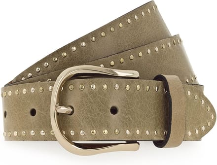 b.belt Studded belt Leder - Dames - 105 cm - khaki