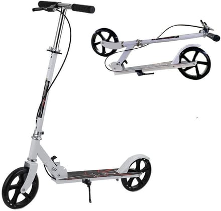 Step-Opvouwbare Step en Volwassenen-Kinderstep Stuur in 3 standen verstelbaar-Aluminium step-Draagvermogen 100 kg-Wit