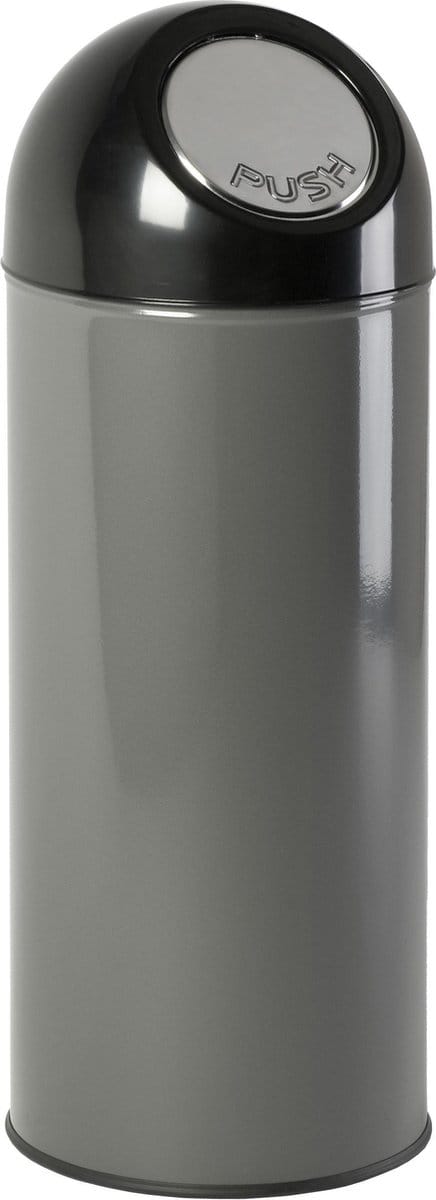 V-part - Afvalbak met pushdeksel 55 ltr - Steel Plastic - metallic, zwart