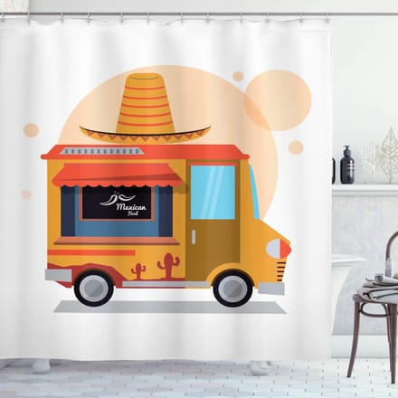 ABAKUHAUS Taco douchegordijn – 175x240 cm – polyester – aarde geel vermiljoen