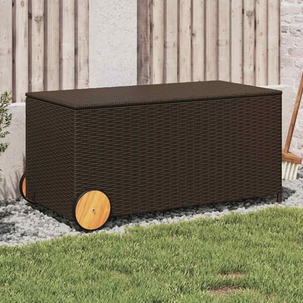 vidaXL - Tuinbox - met - wielen - 190 - L - poly - rattan - bruin