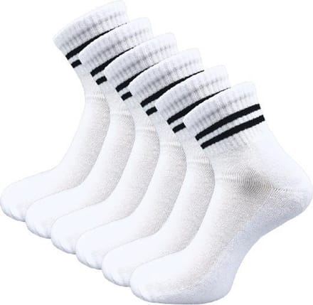 6 paar Quarter Sneakersokken - SQOTTON - Wit-Zwart Gestreept - Maat 35-38