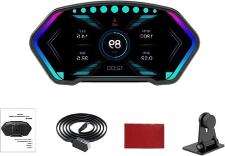 Auto Heads Up Display - Snelheidsmeter Helling Meter - Rijgegevens Weergeven - OBD GPS Dubbele Modus - 3.5 Inch Scherm