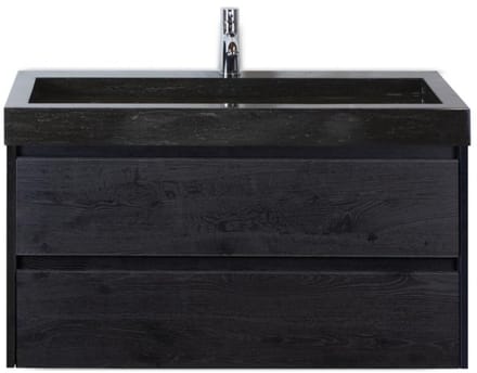 Dante Badmeubelset 100 cm - Black Oak - Wastafel Hardsteen Wit Lucca
