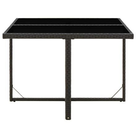 vidaXL - Tuintafel - 109x107x74 - cm - poly - rattan - en - glas - zwart