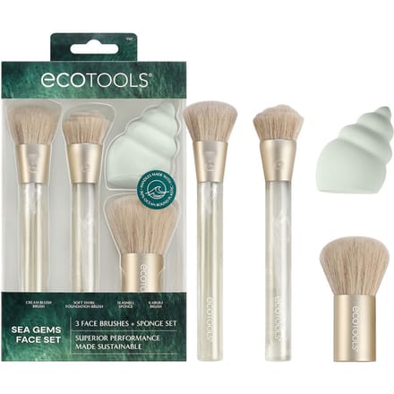 Brochas Maquillaje + Esponja Sea Gems Estuche 4 pz