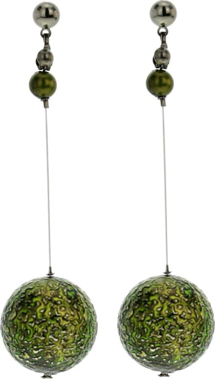 Behave - Oorbellen hanger bol groen 7 cm - Statement look avondstijl