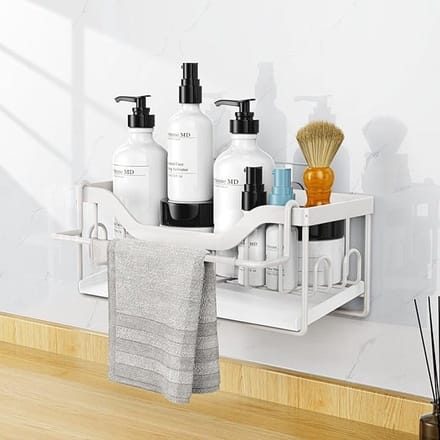 Keuken spoelbak organizer met afdruiprek en sponshouder - Wit