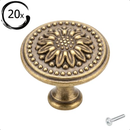Meubelknop 30mm Brons 20X – Cody Bloemmotief Vintage