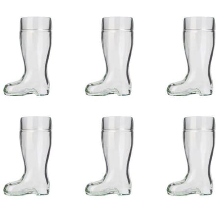 Set van 6 bierlaarzen - ICH-ZAPFE - 0,25L - Laarsvormig - Stevig glas - Vaatwasmachinebestendig