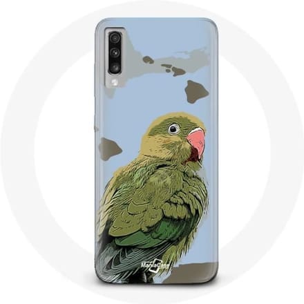 Coque - MANIACASE - Samsung Galaxy A50 - Vert - Souple - Perruches Oiseaux vert