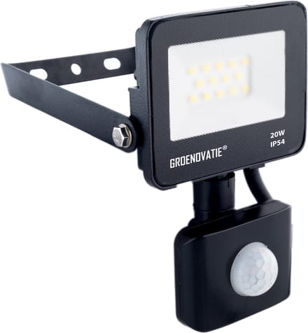 Groenovatie LED Breedstraler - 20W - Sensor - Waterdicht IP54 - Compact - Neutraal Wit