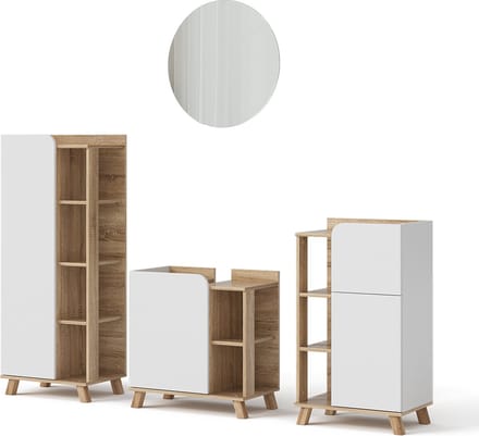 Vicco Badkamermeubelset Karen, Sonoma/Wit, 4-delig